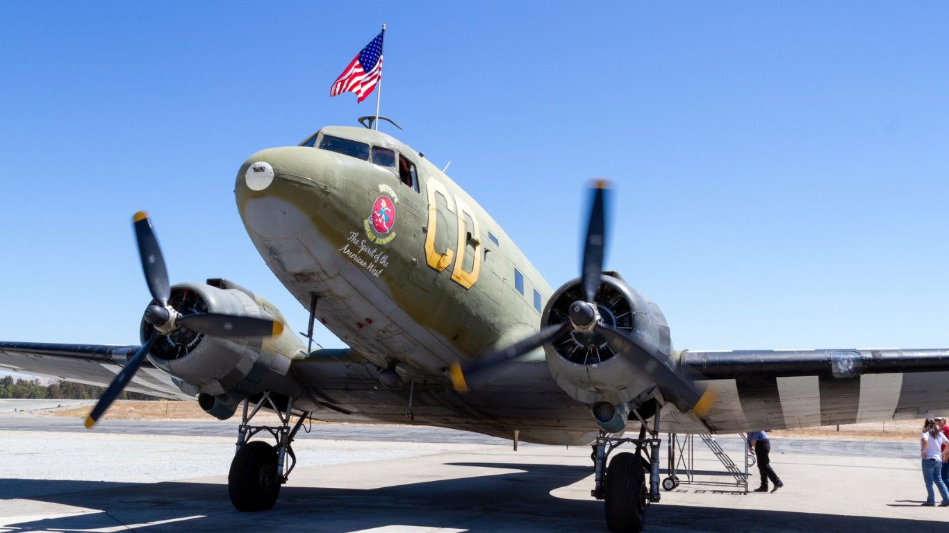 Legacy Flight - Front View of Betsy's Biscuit Bomber C-47